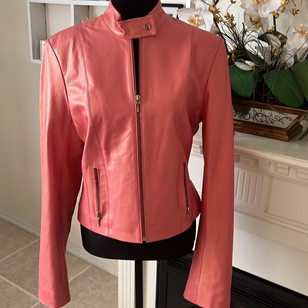 Cache peach pearl 100% leather jacket